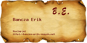 Bancza Erik névjegykártya